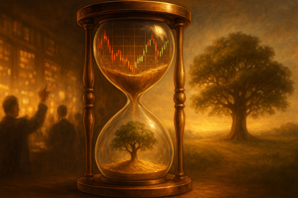 An-hourglass-glowing-with-stock-charts