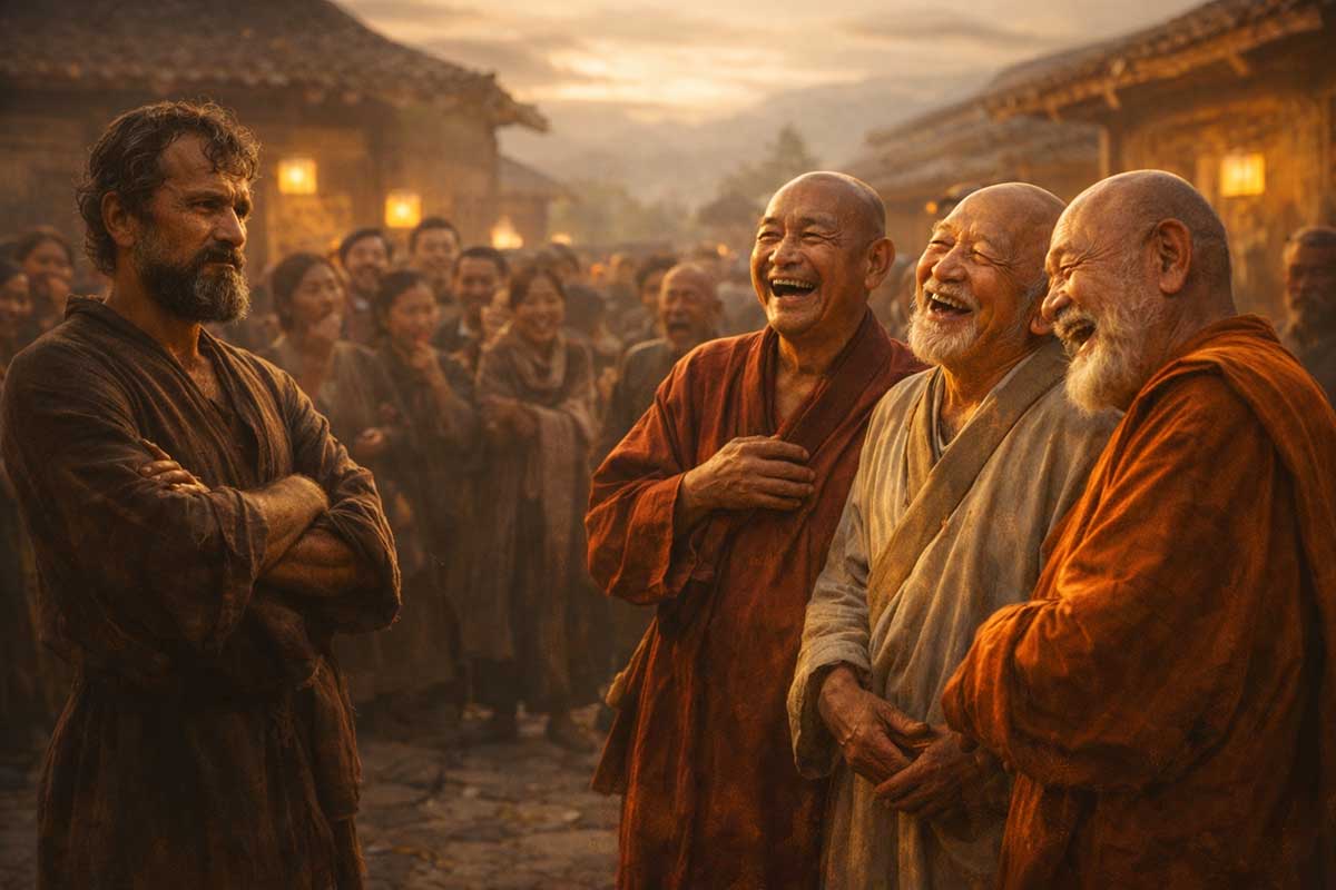 Three Laughing Monks story Three Laughing Monks story