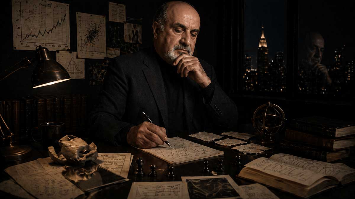 Late-night-reflections-in-a-cluttered-study