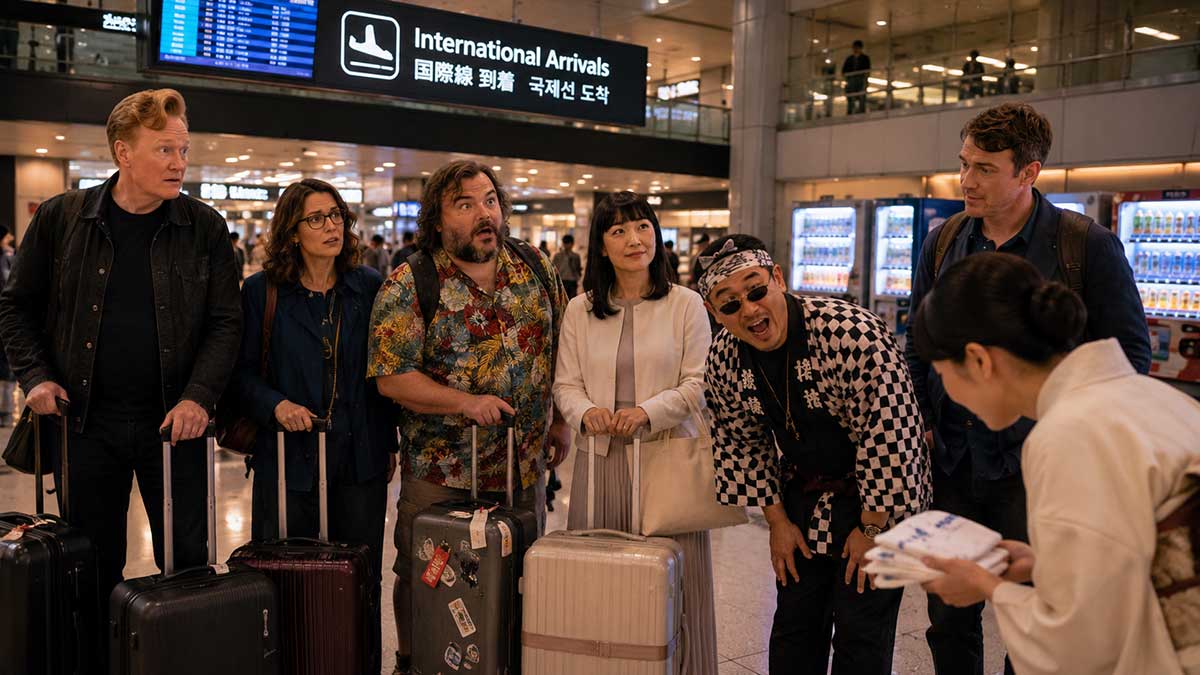 Comic-airport-arrival-scene-with-travelers