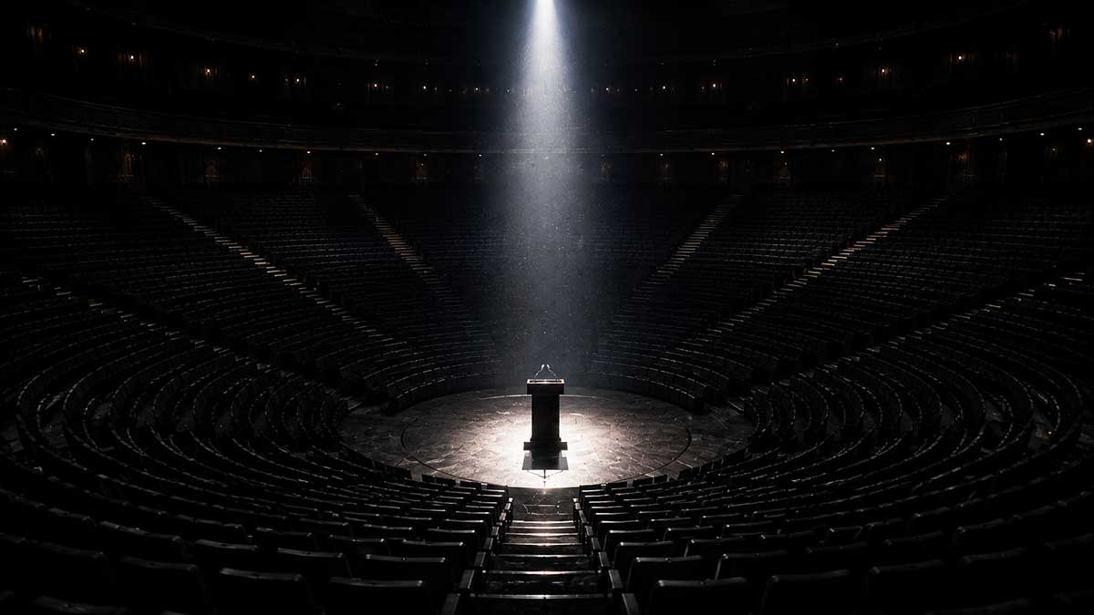lonely-podium-in-a-vast-empty-auditorium