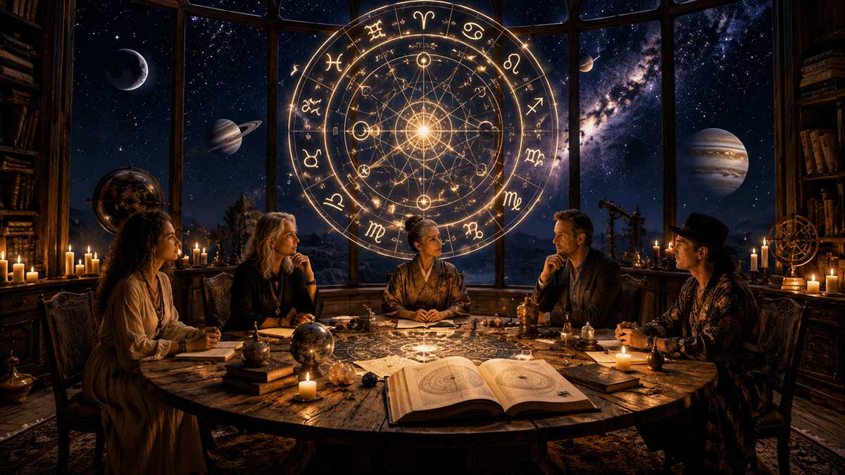 Astrology study under cosmic lights Astrology study under cosmic lights