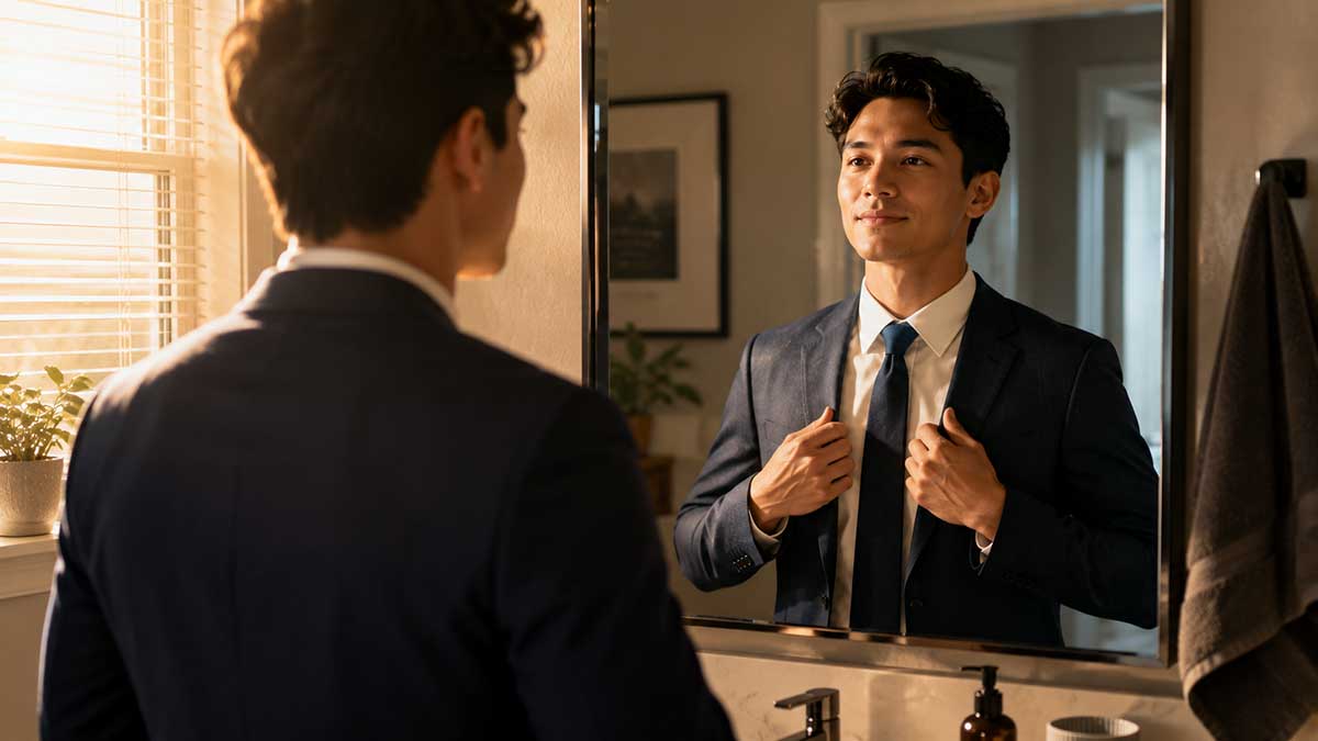 Confident-morning-preparation-in-a-stylish-bathroom