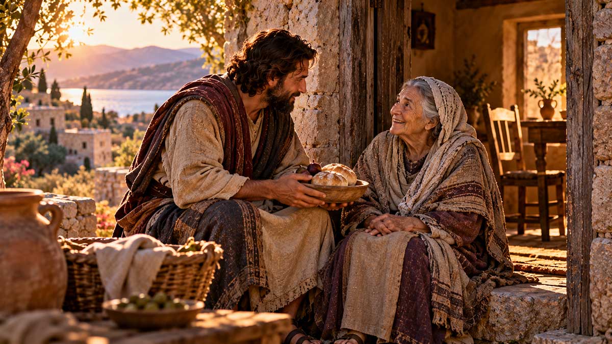 A-Golden-Conversation-at-the-Village-Door