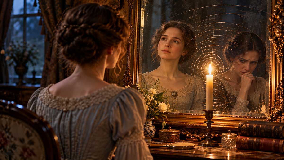 Candlelit-Reflections-in-a-Victorian-Mirror