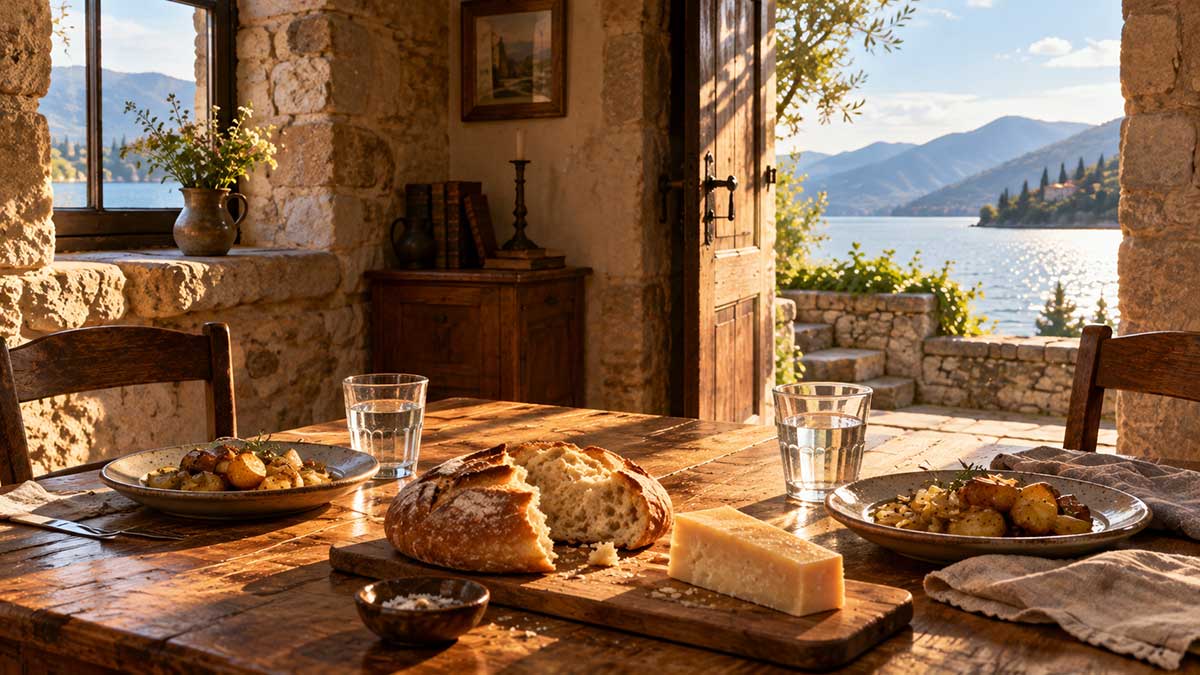 Rustic-Lakeside-Table-at-Golden-Hour