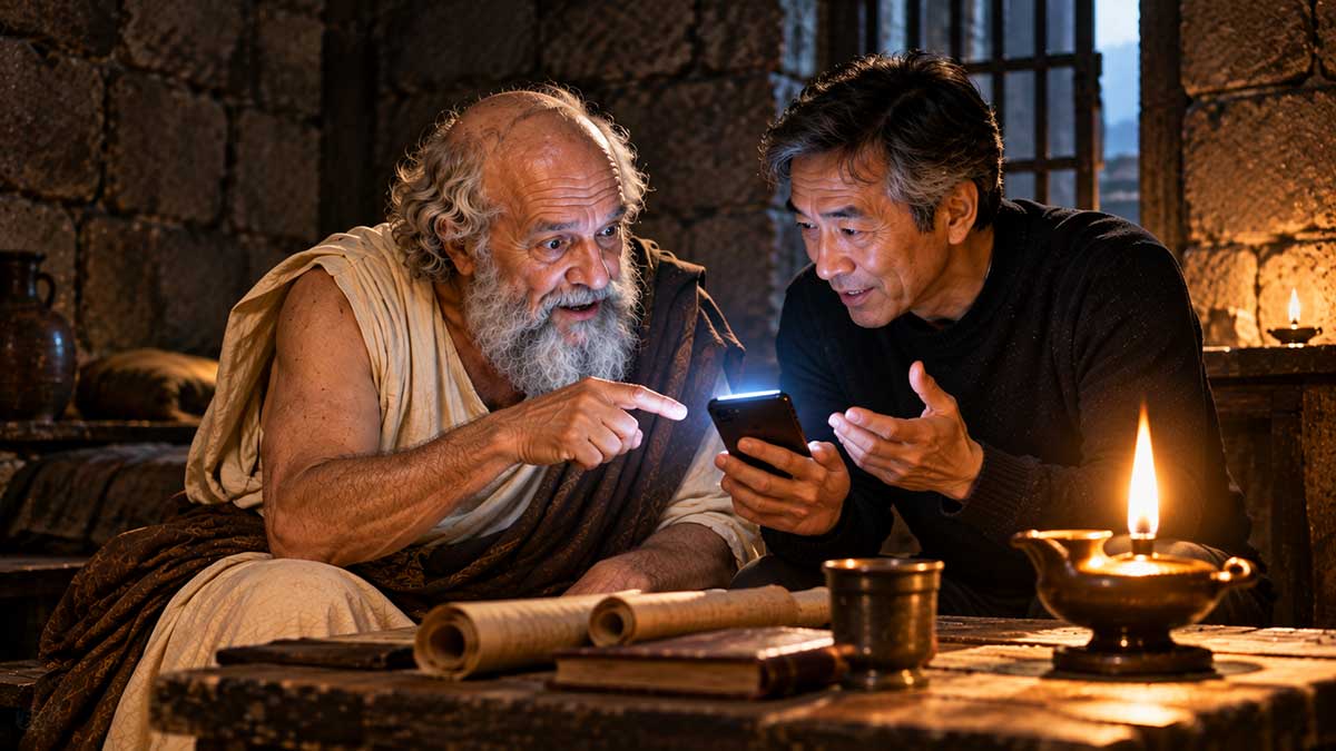 Socrates-Discovers-the-Smartphone