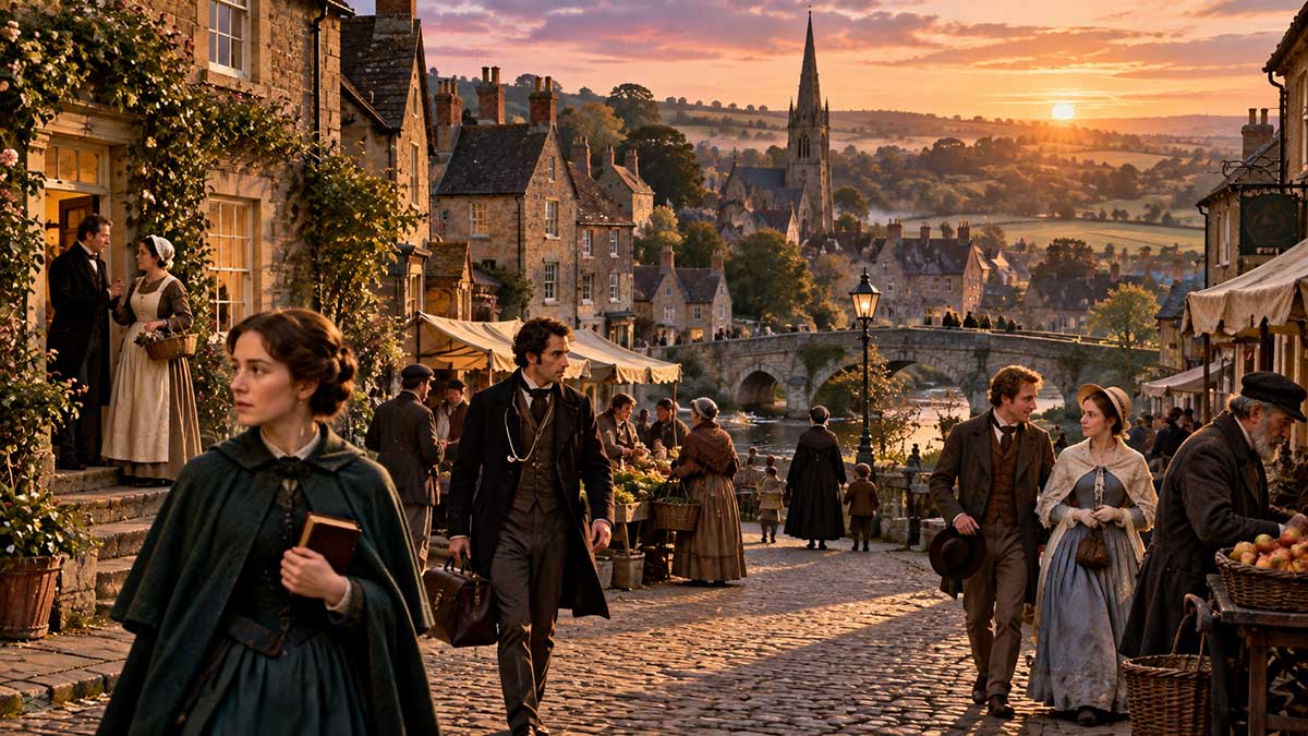 Victorian-Village-at-Golden-Hour